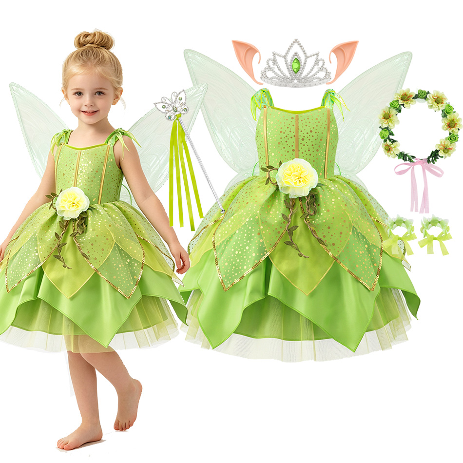 Baby Tutu Skirt - Girls Green Flower Fairy Elf Dress