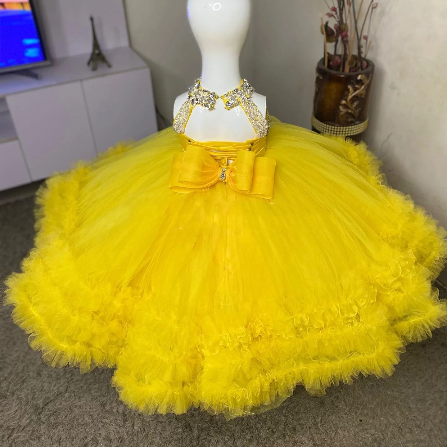 Gorgeous Yellow Flower Girl Dr - Baby Clothing Embroidery ulasan dan harga