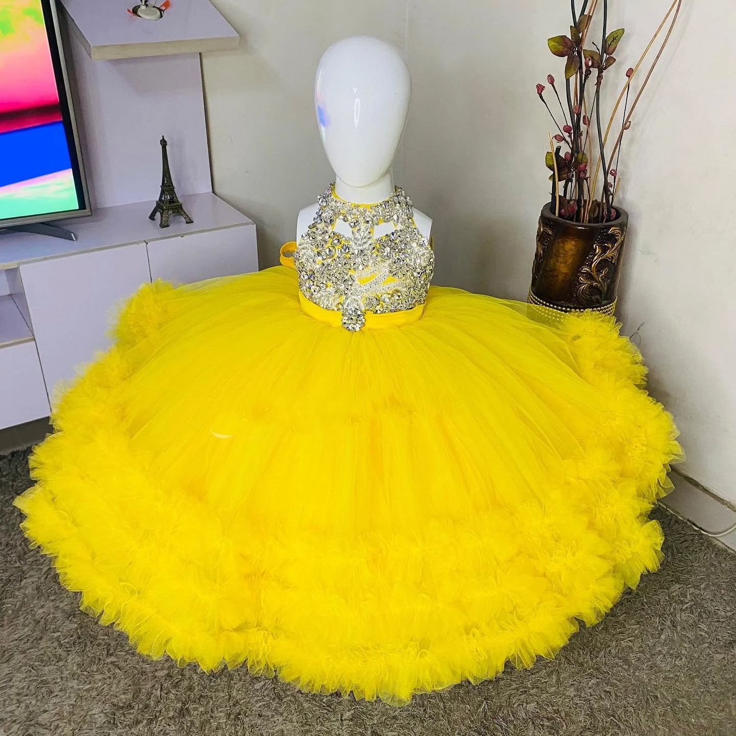 Gorgeous Yellow Flower Girl Dr - Baby Clothing Embroidery ulasan dan harga
