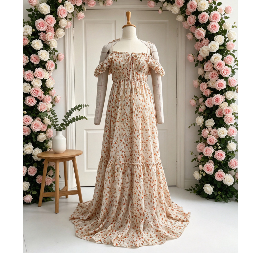 With Printed Embroidery Chiffo - Baby Clothing Embroidery ulasan dan harga